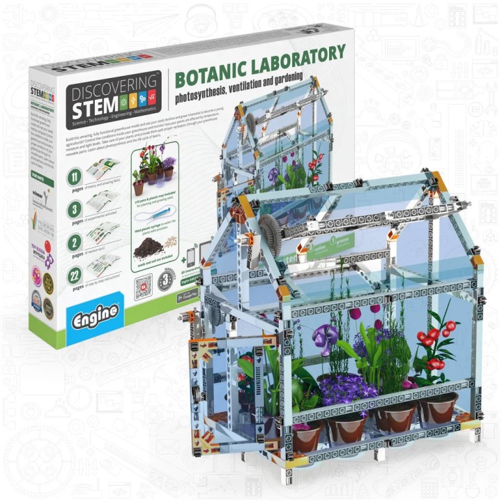 Engino Discovering STEM Botanic Laboratory: Fully Functional Greenhouse, STEM Toys for Kids Ages 9+ (4 Models to Build) STEM47