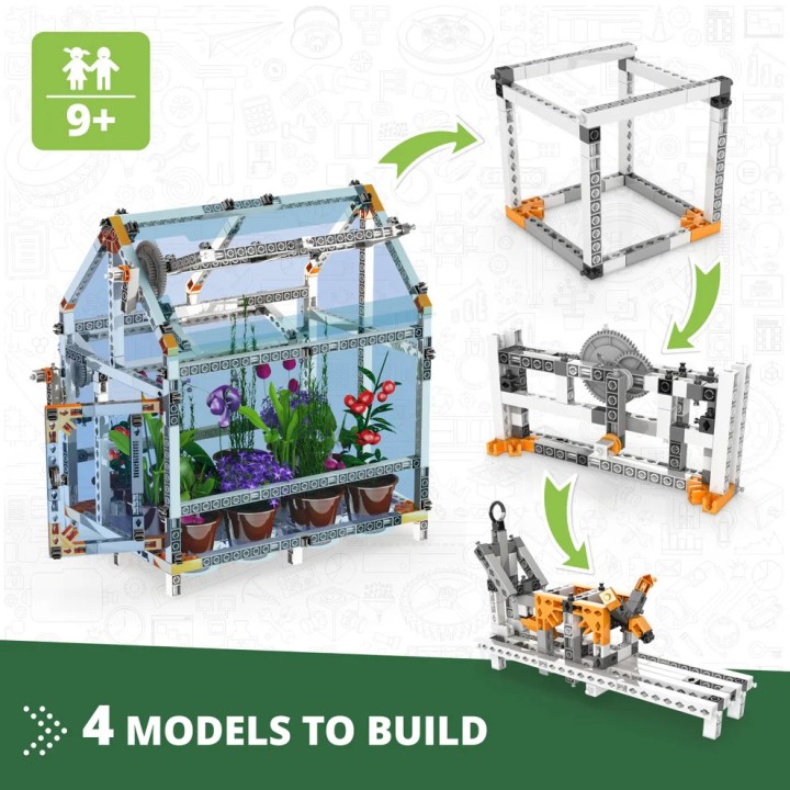 Engino Discovering STEM Botanic Laboratory: Fully Functional Greenhouse, STEM Toys for Kids Ages 9+ (4 Models to Build) STEM47