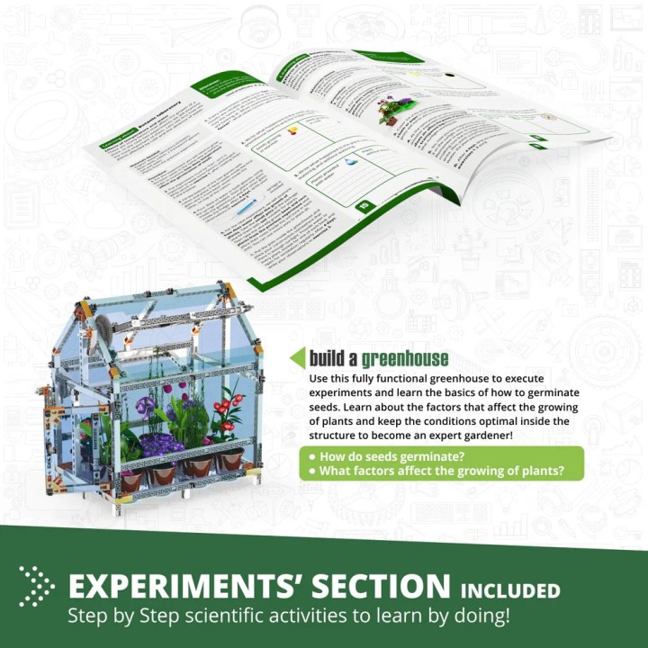 Engino Discovering STEM Botanic Laboratory: Fully Functional Greenhouse, STEM Toys for Kids Ages 9+ (4 Models to Build) STEM47