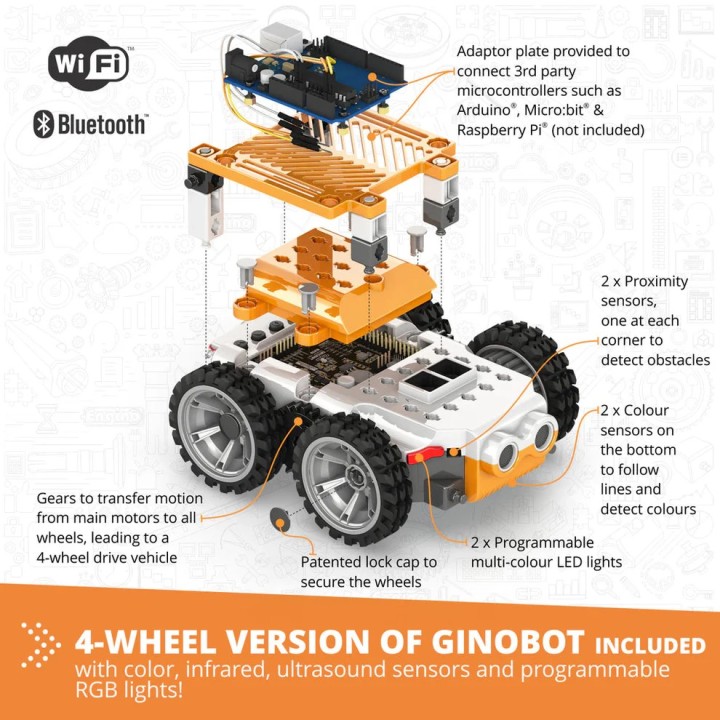 Engino Coding Lab- GinoBot STEM Robotics Toys for Kids Ages 9+ (2 Robots to Build)ROB10