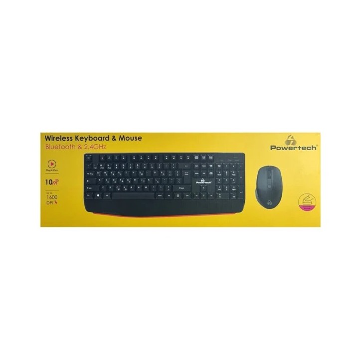 POWERTECH set ποντίκι & πληκτρολόγιο PT-1167, 2.4GHz & Bluetooth, μαύρο