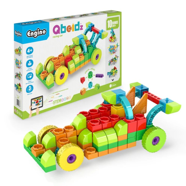 Engino QBOIDZ- Racing Car STEM Toys for Kids Ages 4+ (10 Models to Build)QB60