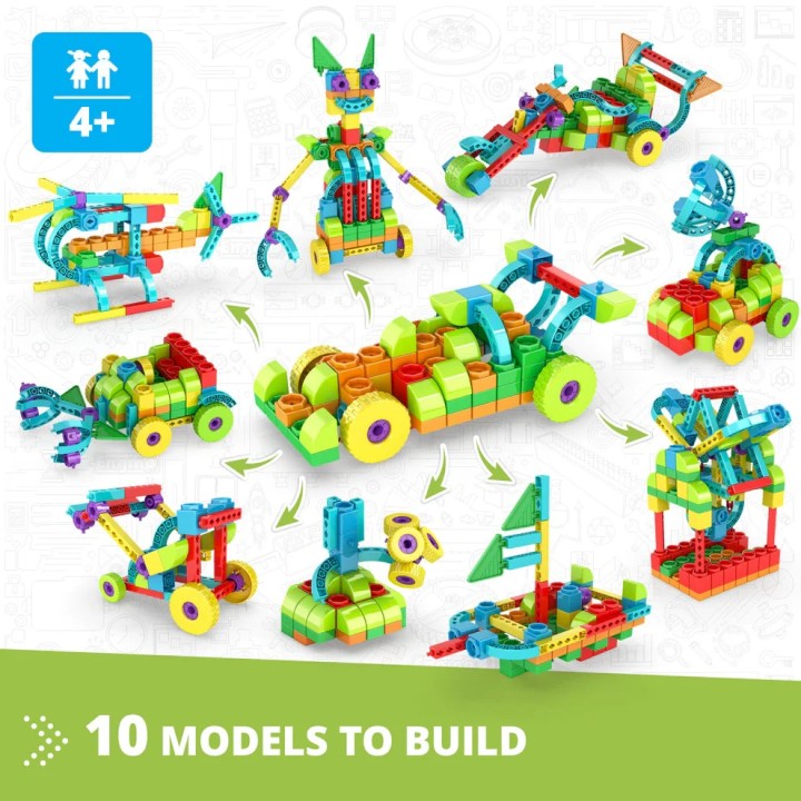 Engino QBOIDZ- Racing Car STEM Toys for Kids Ages 4+ (10 Models to Build)QB60