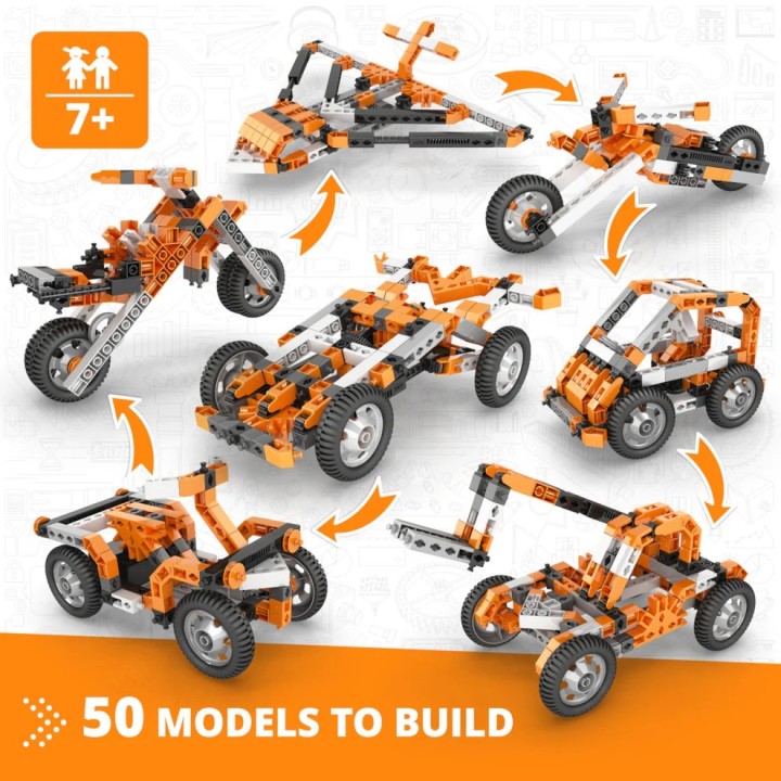 Engino Creative Builder: Σετ 50 Μηχανοκίνητων Μοντέλων - Παιχνίδια Κατασκευής STEM για Παιδιά Ηλικίας 7+(5030)