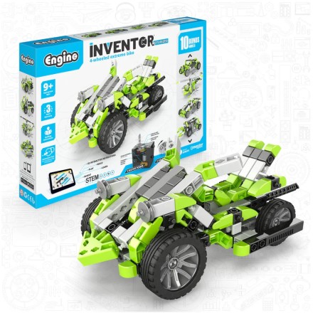 Engino Inventor Motorized- 4 Wheeled Extreme Bike: STEM Mechanical Toys for Kids Ages 9+ (10 Models to Build)IN51
