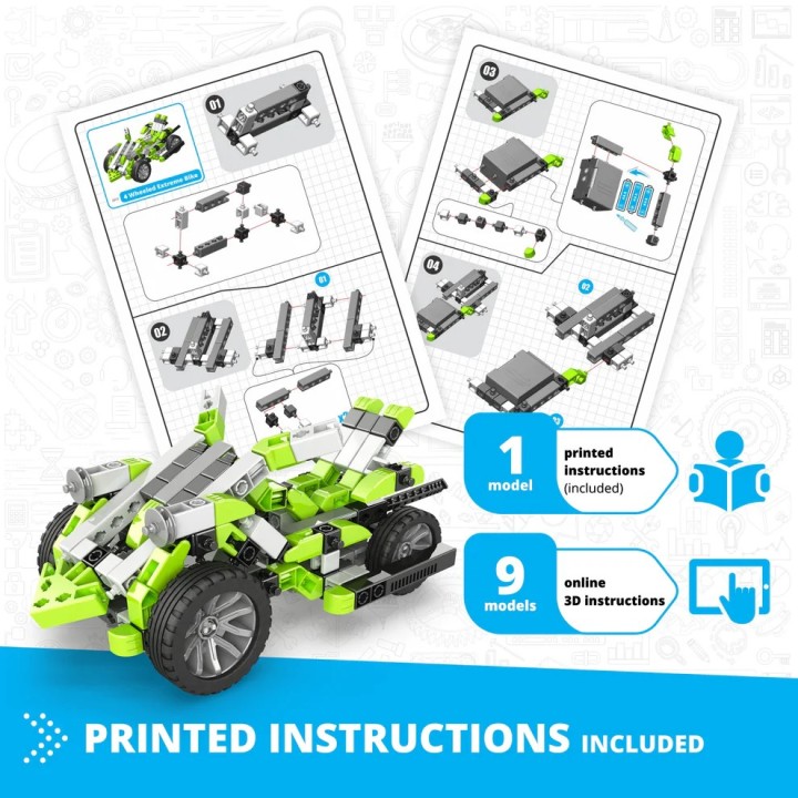 Engino Inventor Motorized- 4 Wheeled Extreme Bike: STEM Mechanical Toys for Kids Ages 9+ (10 Models to Build)IN51
