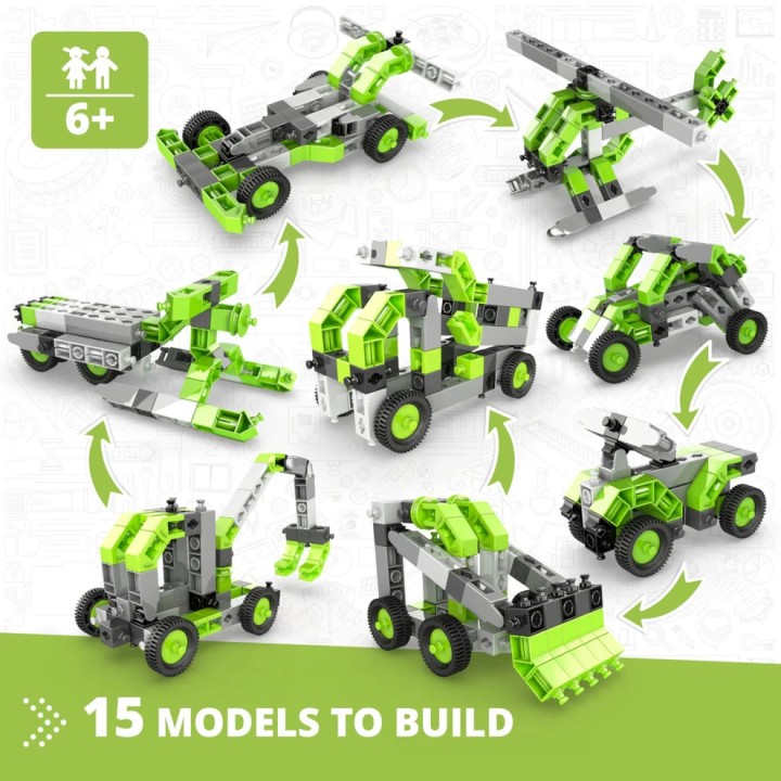 Engino Creative Builder: Σετ 15 Πολυμοντέλων - Παιχνίδια Μηχανικής STEM για Παιδιά Ηλικίας 6+ (15 Μοντέλα για Κατασκευή)1531