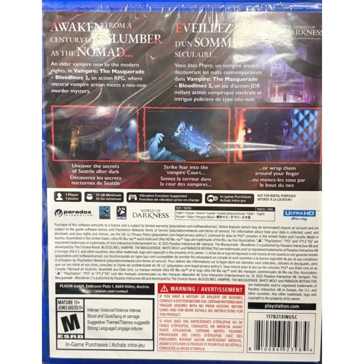 Vampire: The Masquerade - Bloodlines 2 Day One Edition PS5 Game