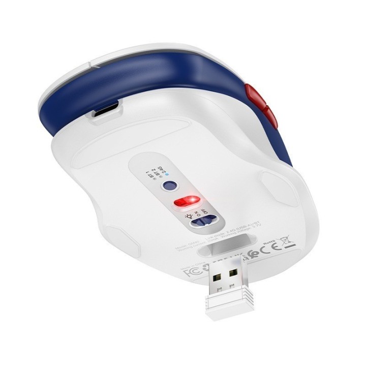Ασύρματο Επαναφορτιζόμενο Ποντίκι Hoco GM40 Dixon RGB Wireless 2.4GHz Bluetooth 5.0 με 7 Πλήκτρα 1600 DPI