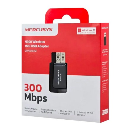 Mercusys MW300UM Αντάπτορας Δικτύου USB με Ασύρματη Σύνδεση Wi-Fi 300Mbps v4