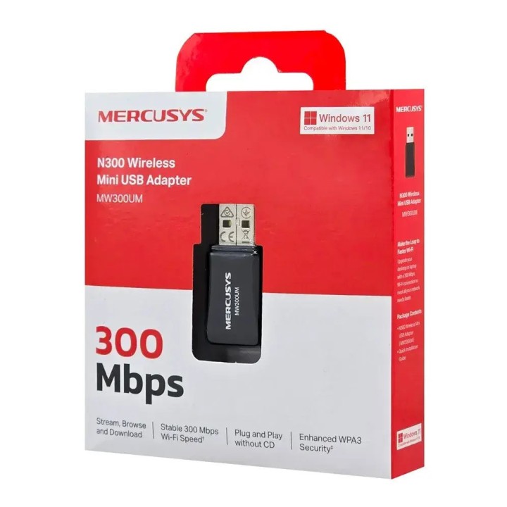 Mercusys MW300UM Αντάπτορας Δικτύου USB με Ασύρματη Σύνδεση Wi-Fi 300Mbps v4