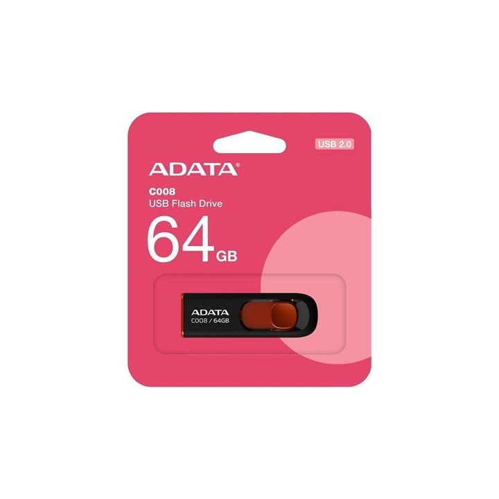 Adata C008 64GB USB flash drive USB Type-A 2.0 Black Red (AC008-64G-RKD) (ADAAC008-64G-RKD)
