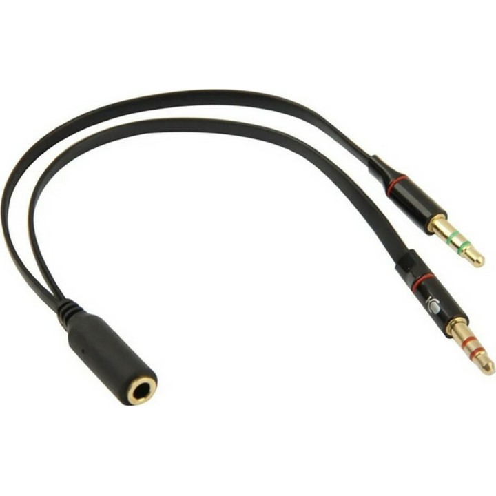 POWERTECH καλώδιο 2x 3.5mm σε 3.5mm θηλυκό CAB-J047, 0.2m, μαύρο