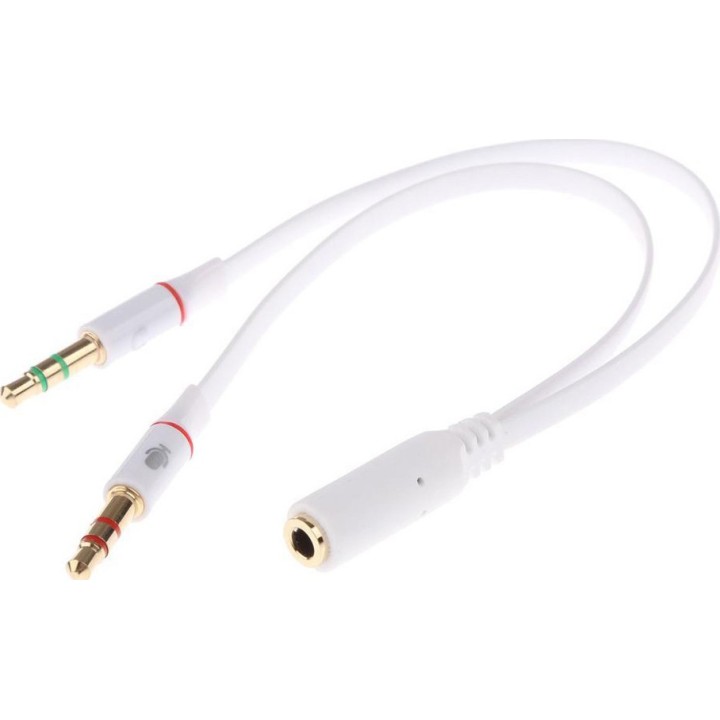 POWERTECH καλώδιο 2x 3.5mm σε 3.5mm θηλυκό CAB-J048, 0.2m, λευκό