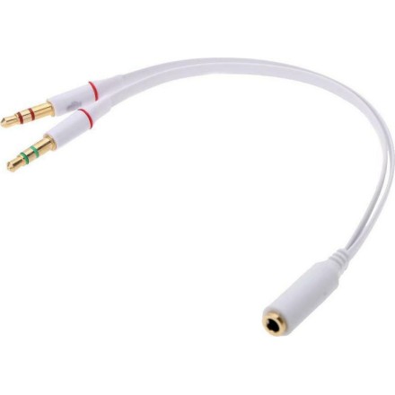 POWERTECH καλώδιο 2x 3.5mm σε 3.5mm θηλυκό CAB-J048, 0.2m, λευκό
