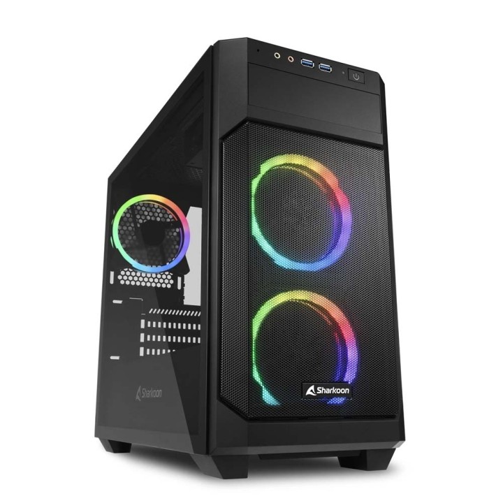 Sharkoon V1000 RGB Gaming Mini Tower Κουτί Υπολογιστή με Πλαϊνό Παράθυρο Μαύρο
