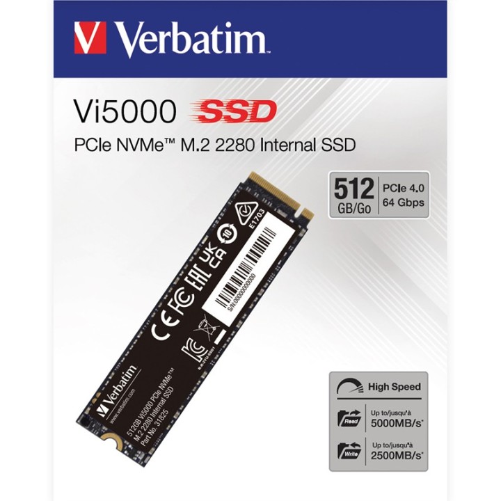 Verbatim Vi5000 SSD 512GB τύπου M.2 με σύνδεση PCI Express 4.0 31825