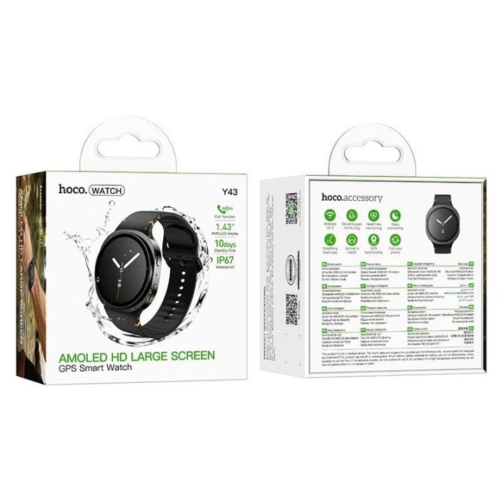 Ρολόι HOCO Y43 43mm Smartwatch Black με Ελληνικό Μενού