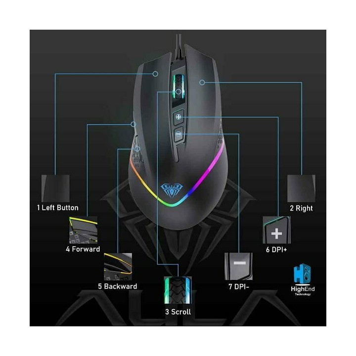 Aula F805 RGB Gaming Ποντίκι 6400 DPI Μαύρο