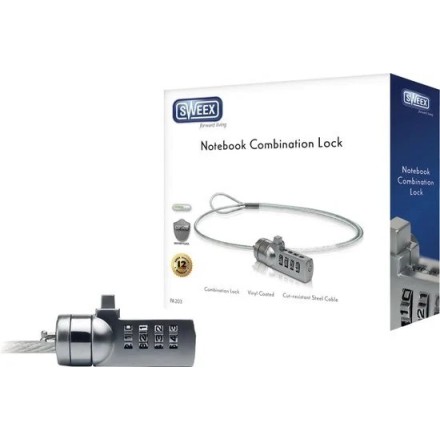 SWEEX Notebook Combination Lock( Κλειδαριά ασφαλείας με συρματόσκοινο για λάπτοπ για να αποφύγετε κακόβουλες ενέργειες)