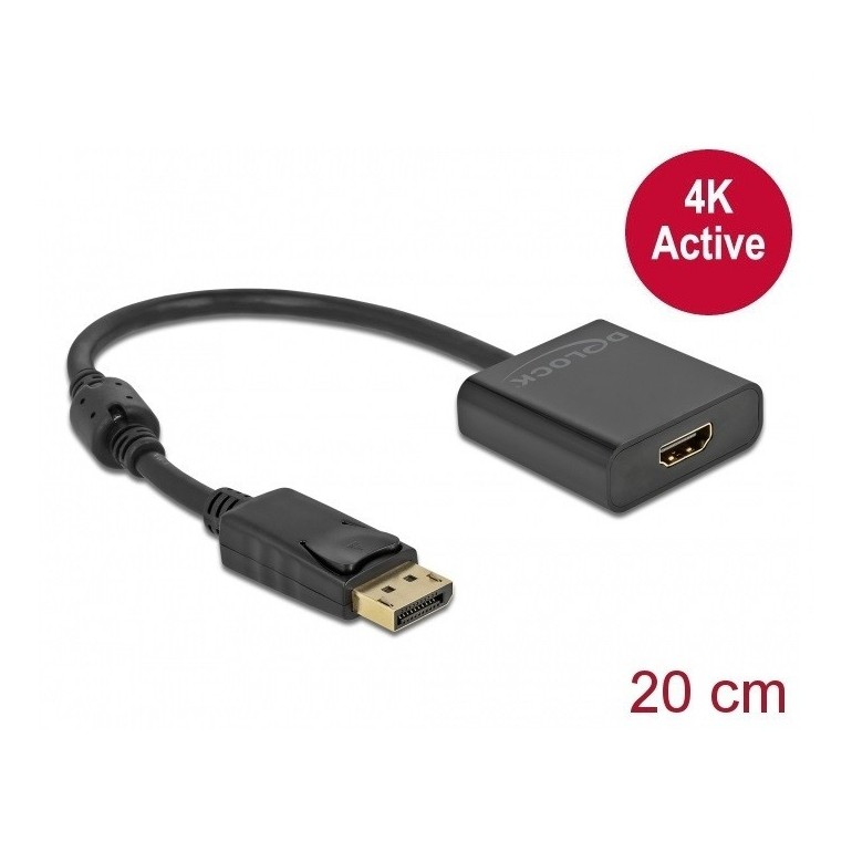 DELOCK αντάπτορας DisplayPort σε HDMI 63585, 4K/30Hz, active, μαύρος