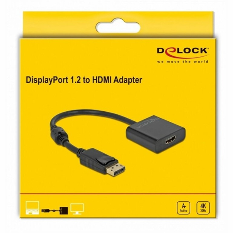 DELOCK αντάπτορας DisplayPort σε HDMI 63585, 4K/30Hz, active, μαύρος