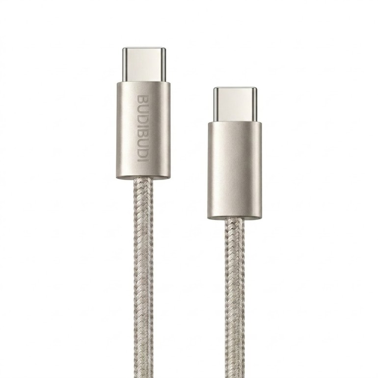 Καλώδιο Φόρτισης & Μεταφοράς Δεδομένων USB-C σε USB-C 100W 1.2m Μπέζ BUDIBUDI BUDI-017
