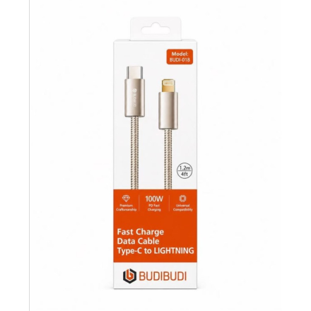Καλώδιο USB-C σε Lightning 1.2M 100W Μπέζ  BUDIBUDI BUDI-018