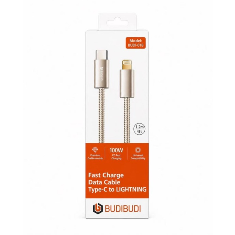 Καλώδιο USB-C σε Lightning 1.2M 100W Μπέζ  BUDIBUDI BUDI-018