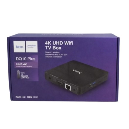 Hoco TV Box DQ10 Plus 4K UHD με WiFi USB 2.0 4GB RAM και 32GB Αποθηκευτικό Χώρο με Λειτουργικό Android 12.0