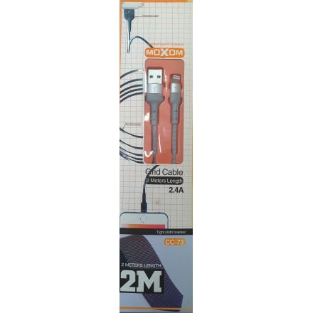 Moxom CC-73 2.4a Fast Charging & Data Transmission 2 Meter Length Grid Cable IPHONE