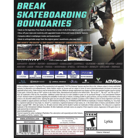 Tony Hawk's Pro Skater 1 + 2 Remastered PS4 GAMES
