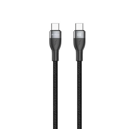 DeTech Cable USB-C male - USB-C 60W PD Μαύρο 1m (40554)