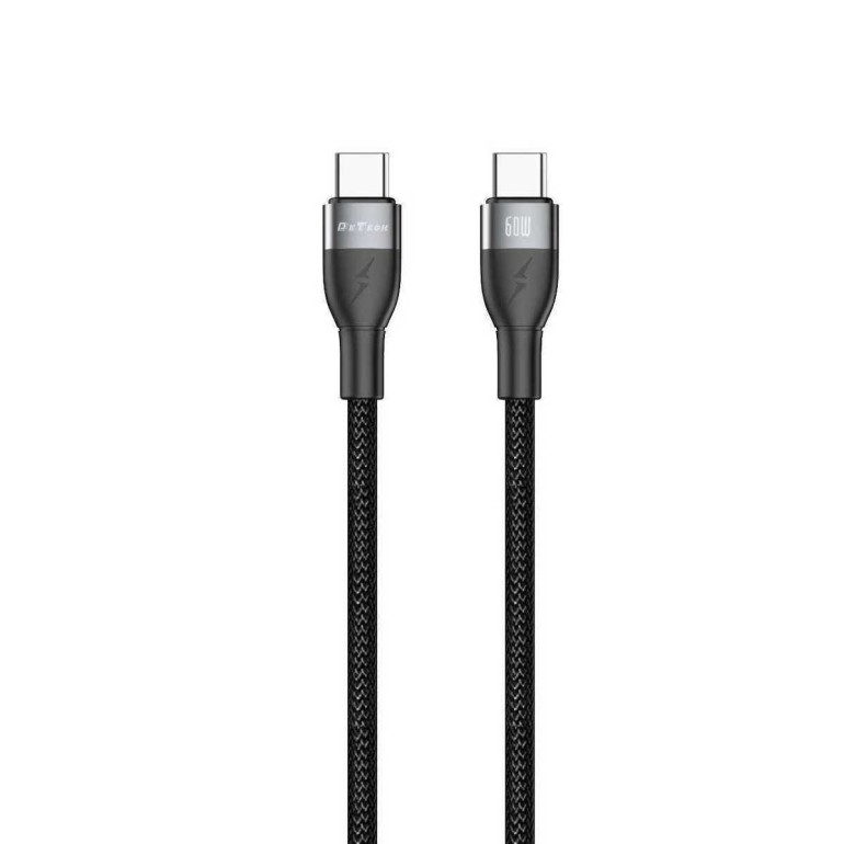 DeTech Cable USB-C male - USB-C 60W PD Μαύρο 1m (40554)