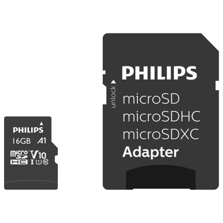 Philips microSDHC 16GB Class 10 U1 V10 A1 UHS-I με αντάπτορα (FM16MP45B/00)