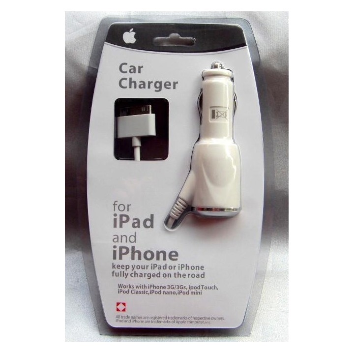 Mini Car Charger Adapter for iPhone/iPod (White) EKA-Q13