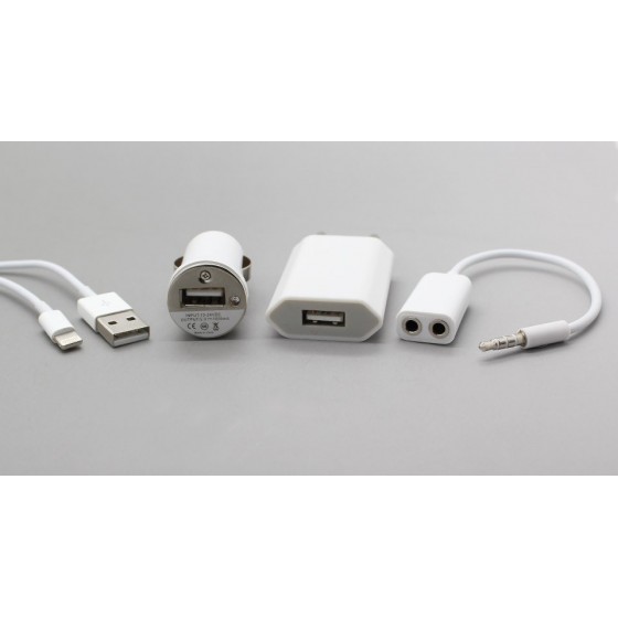 5-in-1 Charger and Earphone Accessories Kit for iPhone 5 Κιτ αξεσουάρ για το iPhone 5 Λευκό