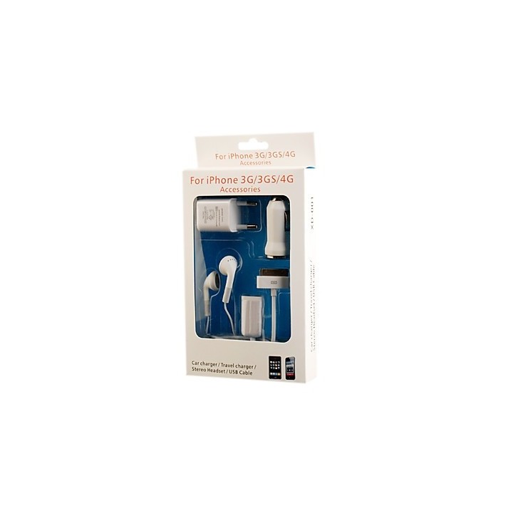 5-in-1 Charger and Earphone Accessories Kit for iPhone 5 Κιτ αξεσουάρ για το iPhone 5 Λευκό