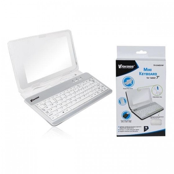 Θήκη για tablet 7" TK-542UW με ενσωματωμένο πληκτρολόγιο VAKOSS White -Λευκό