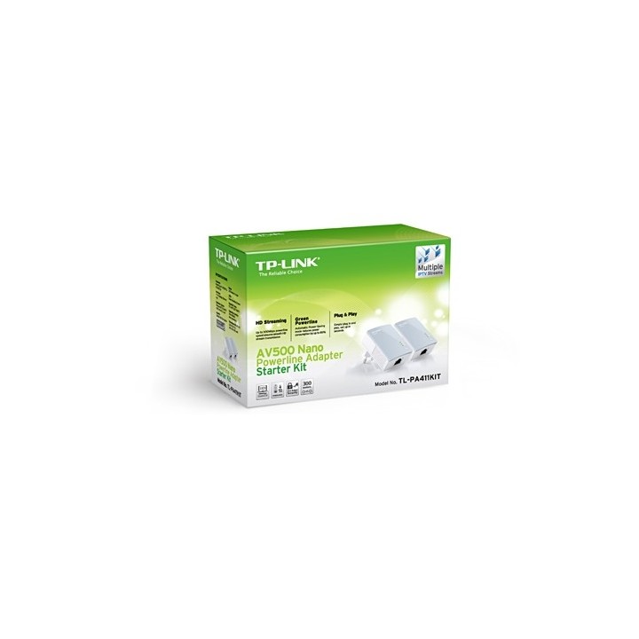 TP-LINK PA411KIT AV500 Mini Powerline Ethernet Adapter Kit,500Mbps Fast Ethernet, μεταφοράς δεδομένων έως και 500Mbps(2τμ)