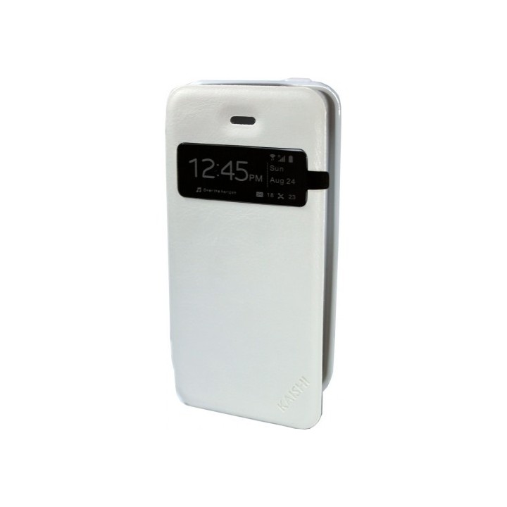 Leather case notebook iPhone 5/5s KAISHI δερμάτινη θήκη λευκή με μπροστινό παράθυρο﻿ για το Iphone 5