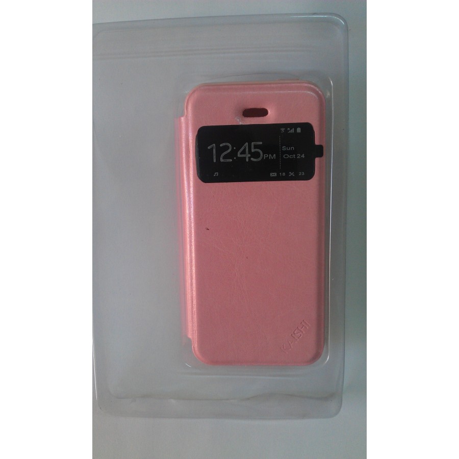 Leather case notebook iPhone 5/5s KAISHI Pink δερμάτινη θήκη Ρόζ με μπροστινό παράθυρο﻿ για το Iphone 5