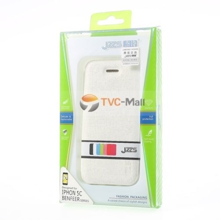 JZZS Oracle Grain Leather Flip Cover for iPhone 5c - White θήκη κινητού δερμάτινη μπροστά και πίσω χρώμα Λευκό για το Iphone 5C