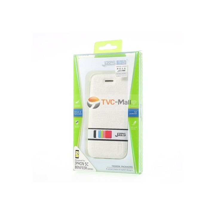 JZZS Oracle Grain Leather Flip Cover for iPhone 5c - White θήκη κινητού δερμάτινη μπροστά και πίσω χρώμα Λευκό για το Iphone 5C