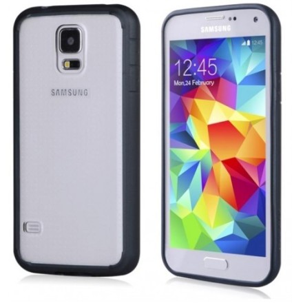 Side protector / bumper for SAMSUNG S5 DeTech θήκη κινητού πίσω όψη για S5 Μαύρο-Διάφανο
