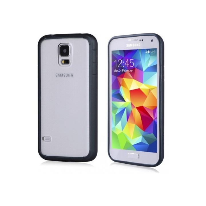 Side protector / bumper for SAMSUNG S5 DeTech θήκη κινητού πίσω όψη για S5 Μαύρο-Διάφανο