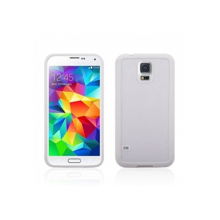 Side protector / bumper for SAMSUNG S5 DeTech θήκη κινητού πίσω όψη για S5 Λευκό-Διάφανο