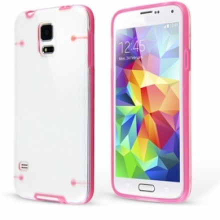 Cover for SAMSUNG S5 crystal clear whit color motifs θήκη κινητού διάφανη με Ρόζ  για το Samsung S5 i9600