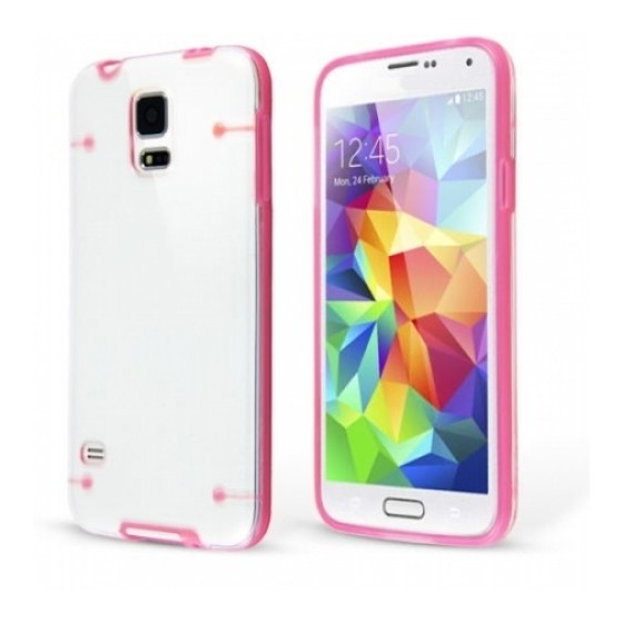 Cover for SAMSUNG S5 crystal clear whit color motifs θήκη κινητού διάφανη με Ρόζ για το Samsung S5 i9600