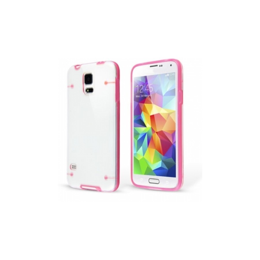 Cover for SAMSUNG S5 crystal clear whit color motifs θήκη κινητού διάφανη με Ρόζ  για το Samsung S5 i9600